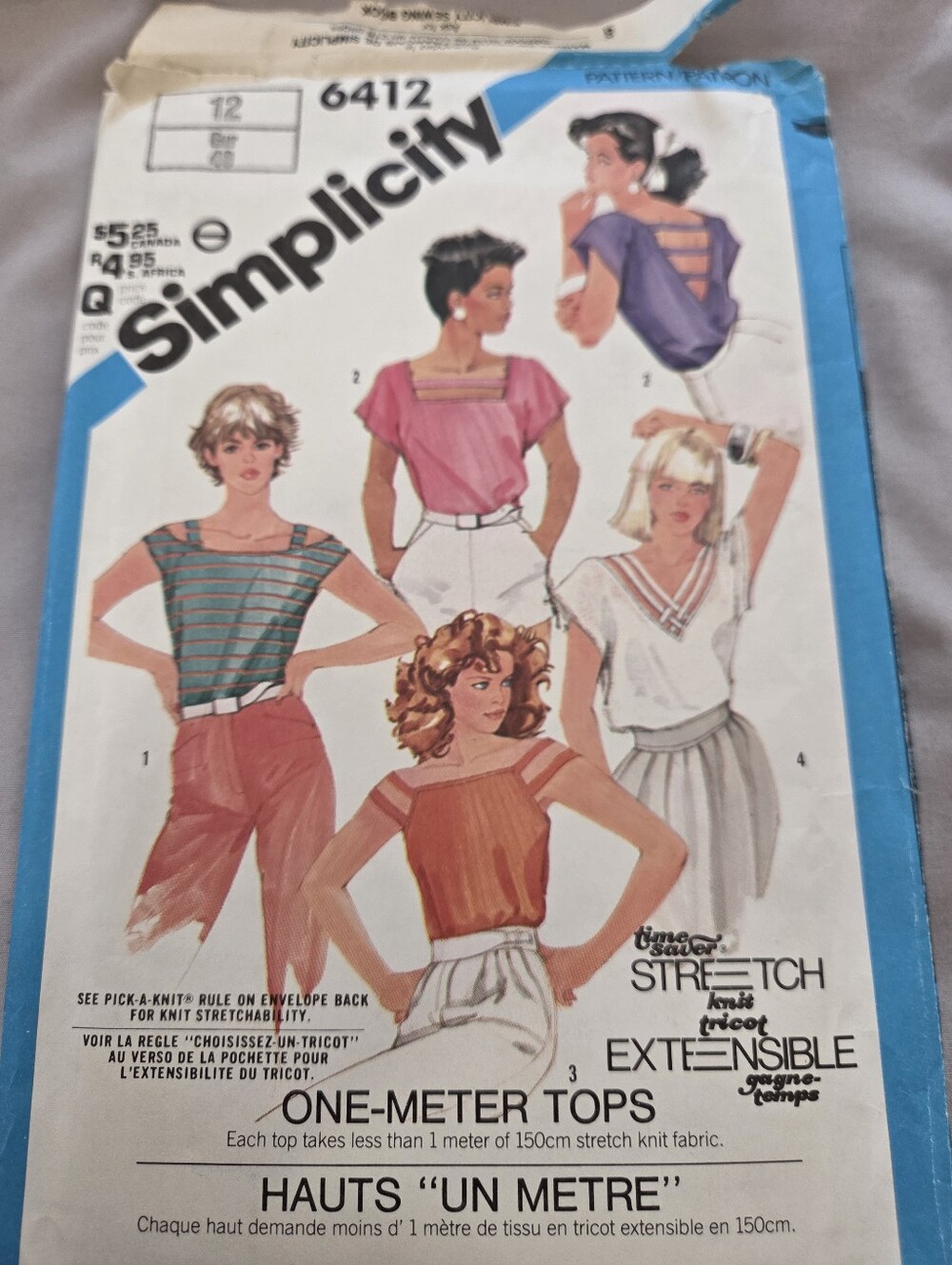 Simplicity 6412 Vintage Sewing Pattern Knit Tops